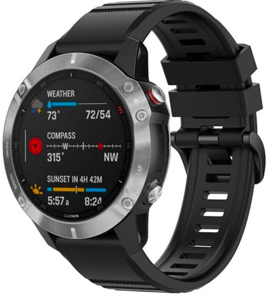 Remienok FIXED Silicone Strap na Garmin QuickFit 22 mm - čierny