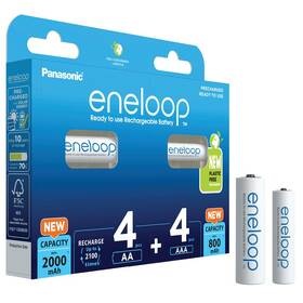 Baterie nabíjecí Panasonic Eneloop AA, HR06, 2000mAh, Ni-MH, blistr 4ks + Eneloop AAA, HR03, 800mAh, Ni-MH, blistr 4ks (BK-KJMCDE44E)