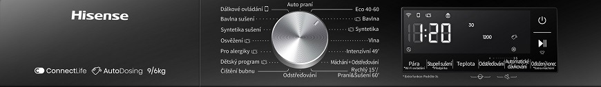 Práčka so sušičkou Hisense WD3S9045BW3, biela, český panel